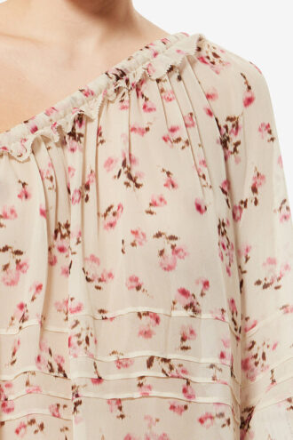 Loeva Asymmetrical Printed Muslin Top