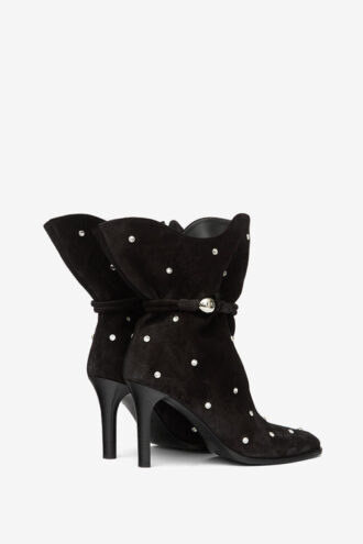 Lolya Suede Leather Boots with Rhinestones