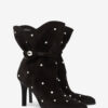 Lolya Suede Leather Boots with Rhinestones