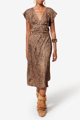Lonea Draped Floral Silk Jacquard Top
