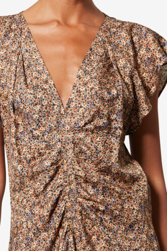 Lonea Draped Floral Silk Jacquard Top
