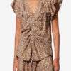 Lonea Draped Floral Silk Jacquard Top