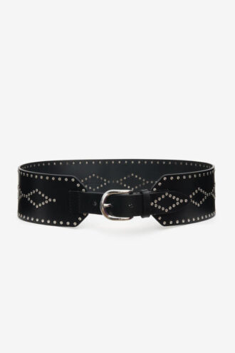 Lucie Wide Studded Leather Belt