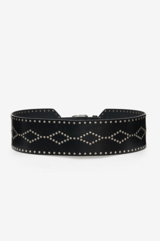 Lucie Wide Studded Leather Belt
