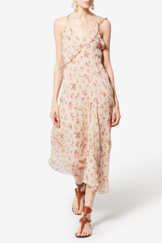 Luxie Long Printed Muslin Dress with Thin Straps