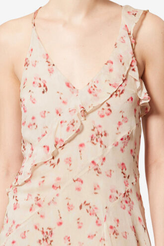 Luxie Long Printed Muslin Dress with Thin Straps