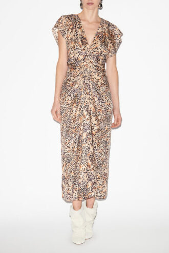 Lyndsay Printed Gathered Midi Dress