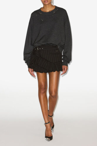 Maddy Virgin Wool Tennis Stripe Mini Skirt