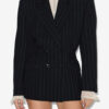 Maia Belted Tennis Stripe Suit Jacket