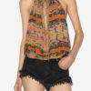 Marilou Printed Silk Top with Studs and Eyelets