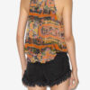 Marilou Printed Silk Top with Studs and Eyelets