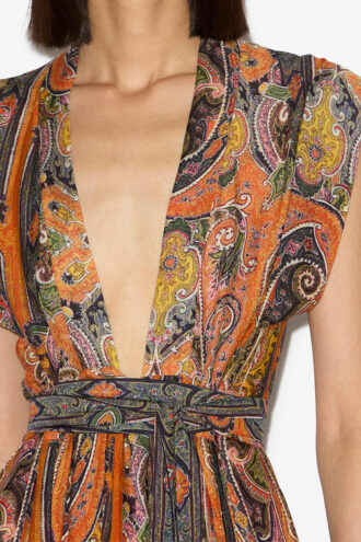 Melissa Long Printed Silk Dress