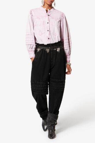Mellya Faded Chambray Carrot Pants