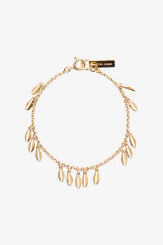 Metal Shiny Leaf Bracelet Con Pendants