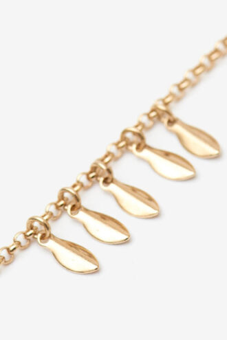 Metal Shiny Leaf Bracelet Con Pendants
