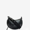 Mini Moon Grained Leather Shoulder Baguette Bag