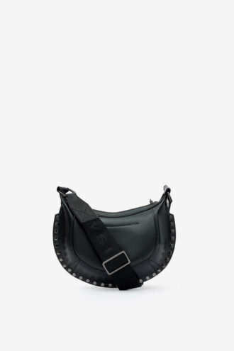 Mini Moon Grained Leather Shoulder Baguette Bag