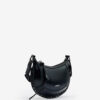 Mini Moon Grained Leather Shoulder Baguette Bag