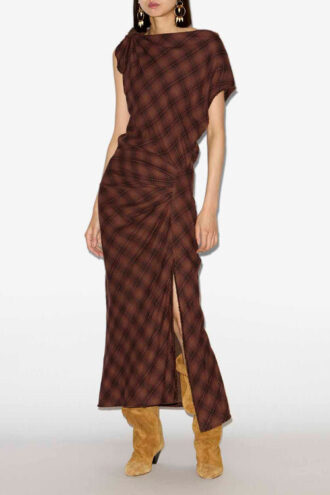 Naerys Asymmetrical Checkered Dress
