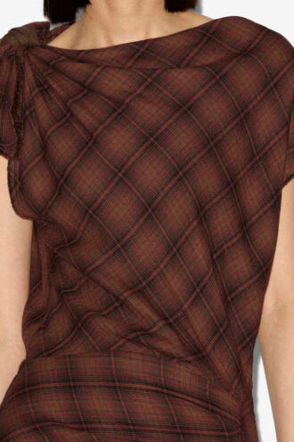 Naerys Asymmetrical Checkered Dress