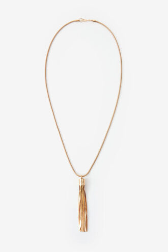 Naoki Long Necklace in Gold-Finish Brass with a Tassel