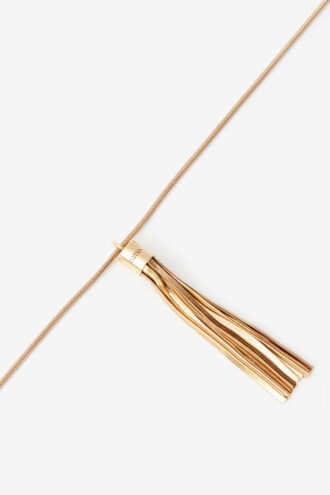 Naoki Long Necklace in Gold-Finish Brass with a Tassel