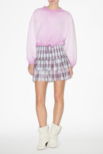 Naomi Checkered Skirt in Smocked Cotton Voile