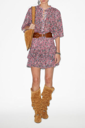 Naomi Skirt in Printed Smocked Cotton Voile