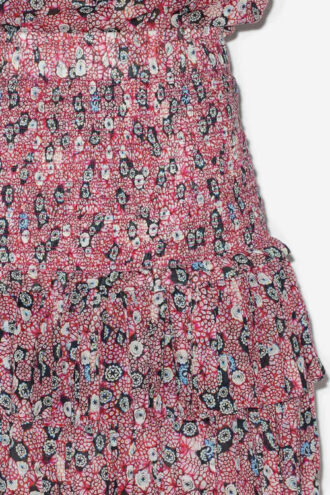 Naomi Skirt in Printed Smocked Cotton Voile