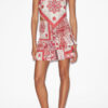 Naomi Smocked Cotton Voile Skirt with Bandana Print