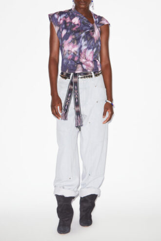 Nayda Asymmetrical Printed Cotton T-Shirt