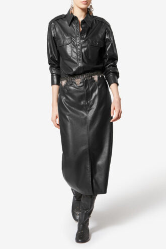 Nelaura Fine and Soft Faux Leather Pencil Skirt