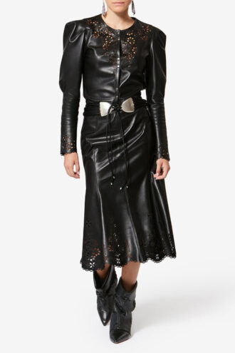 Nerida Short Lambskin Leather Shirt