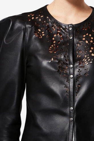 Nerida Short Lambskin Leather Shirt