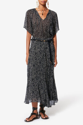 Neslya Short-Sleeve Printed Muslin Blouse