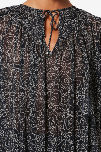 Neslya Short-Sleeve Printed Muslin Blouse