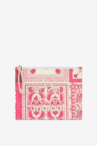 Netia Printed Cotton Clutch Bag with Logo
