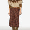Nicole Draped Checkered Midi Skirt