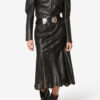 Nisia Lambskin Leather Midi Skirt