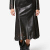 Nisia Lambskin Leather Midi Skirt