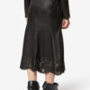 Nisia Lambskin Leather Midi Skirt