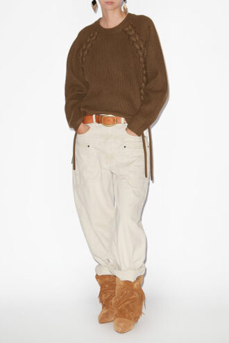Noelia Ribbed and Braided Merinos Wool Sweater