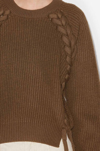 Noelia Ribbed and Braided Merinos Wool Sweater