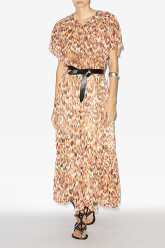 Odelia Long Printed Silk Dress