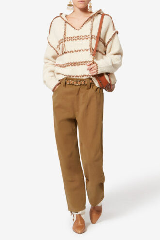 Opalyna Wide-Leg Cotton Twill Canvas Pants