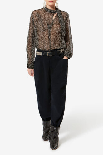 Opalyna Wide-Leg Cotton Twill Canvas Pants