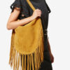 Oskan Hobo Soft Fringed Suede Calfskin Leather Handbag