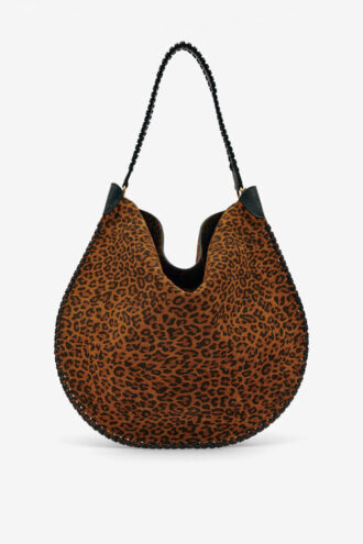 Oskan Hobo Soft Printed Suede Calfskin Leather Bag