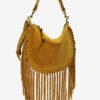 Oskan Hobo Zip Fringed Suede Calfskin Leather Handbag