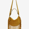 Oskan Hobo Zip Fringed Suede Calfskin Leather Handbag